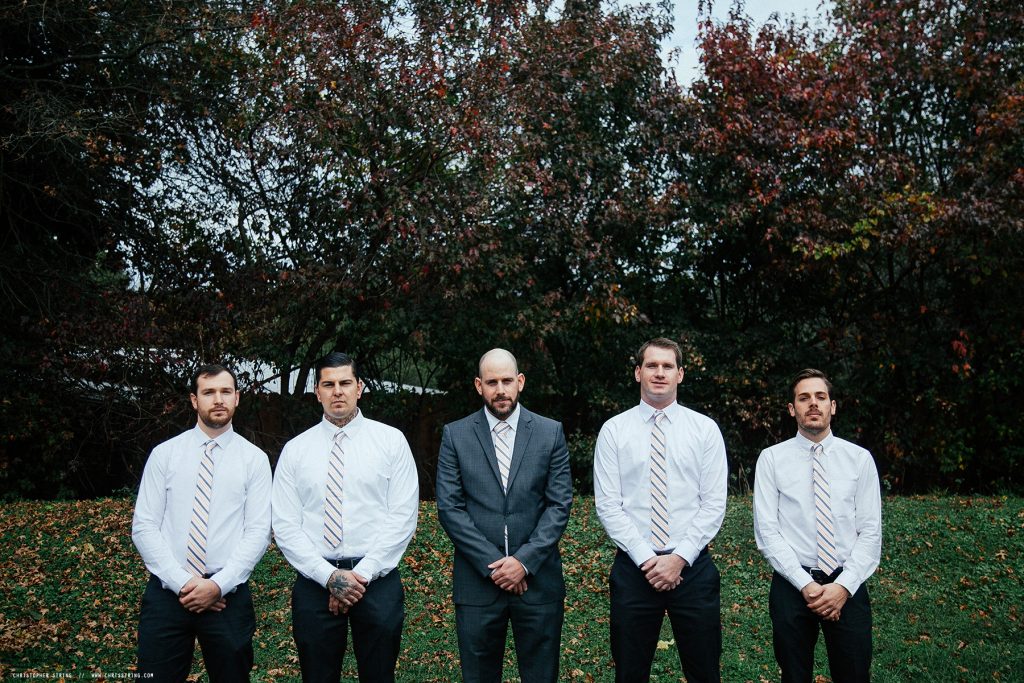 Groomsmen in a row